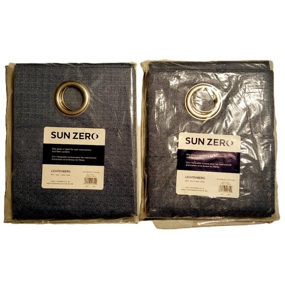 Sun Zero Thermal Insulated Room Darkening Grommet Curtain  Blue 40x63  2 panels - Picture 1 of 4